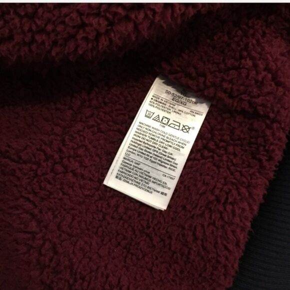 GAP Mens Wine Red & Navy Blue Fully Lined Sherpa Full Zip Hooded Jacket XL NWOT - Picture 7 of 8